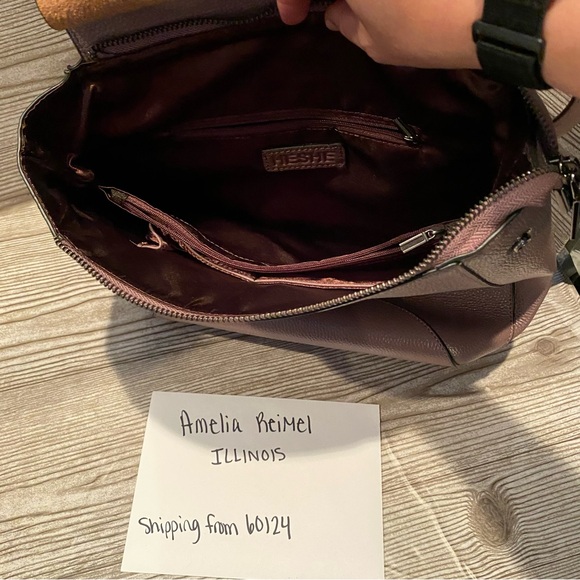 Used in Good Condition HESHE Leather Backpack Purse in Lilac/Mauve - Picture 6 of 10